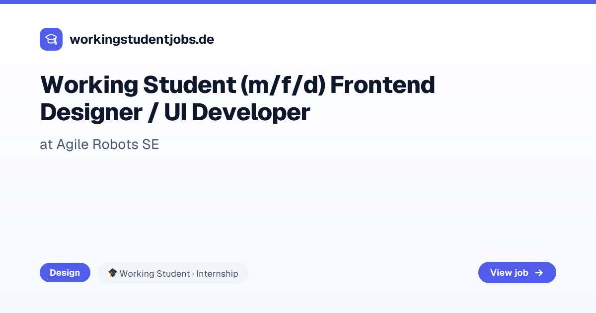 Working Student (m/f/d) Frontend Designer / UI Developer at Agile ...