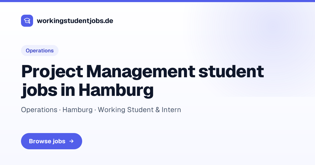 87 Project Management Working Student & Internship Jobs in Hamburg ...