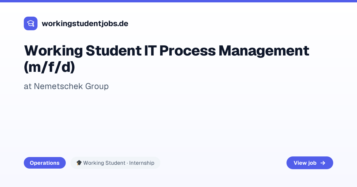 Working Student IT Process Management (m/f/d) at Nemetschek Group in ...